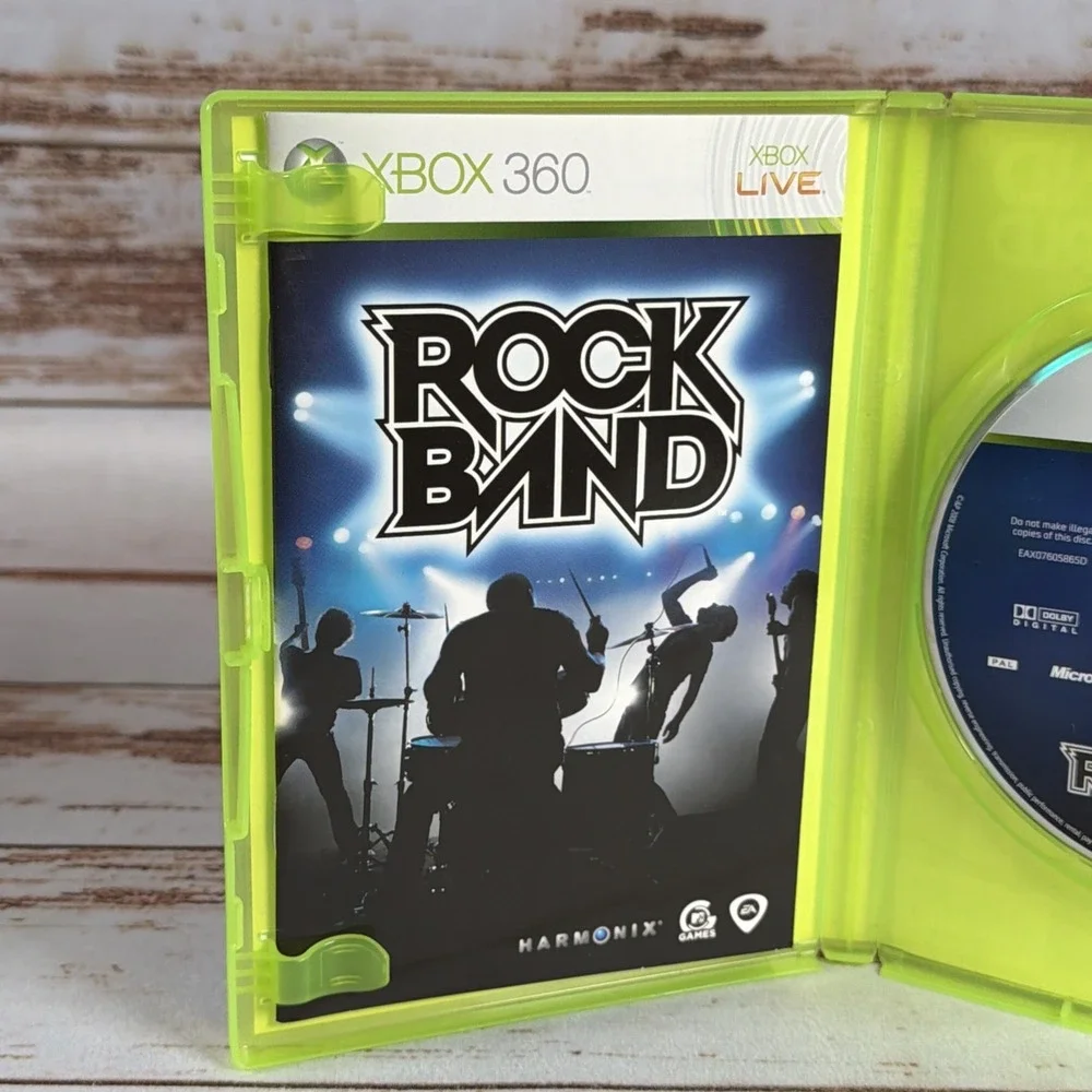 Rock Band Microsoft Xbox 360 2008 PAL CIB Complete in Box Resurfaced Used